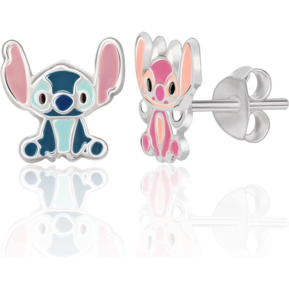 Disney Lilo & Stitch Stud Earrings Sterling Silver Earrings Angel & Stitch - Picture 4 of 6